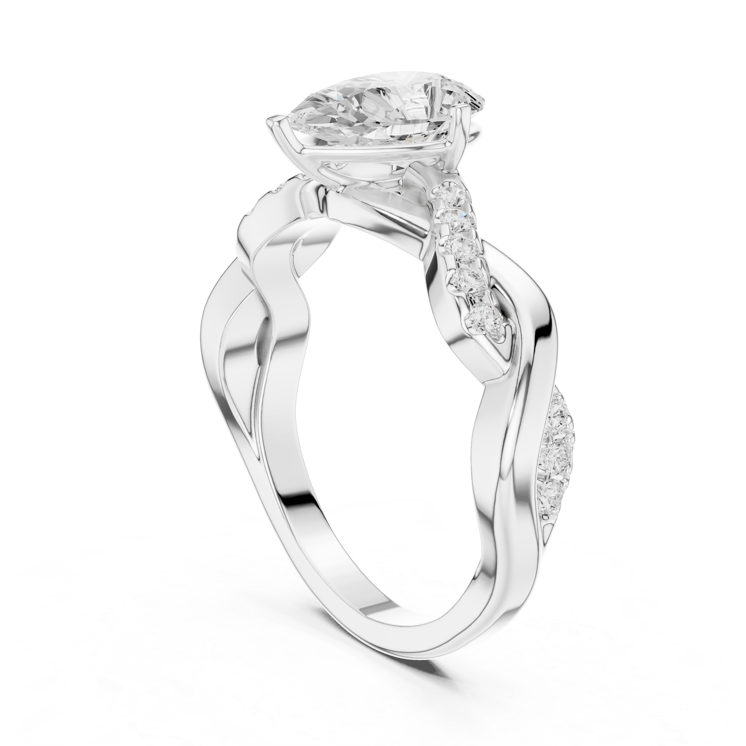 Twisted Pear Cut Diamond Engagement Ring