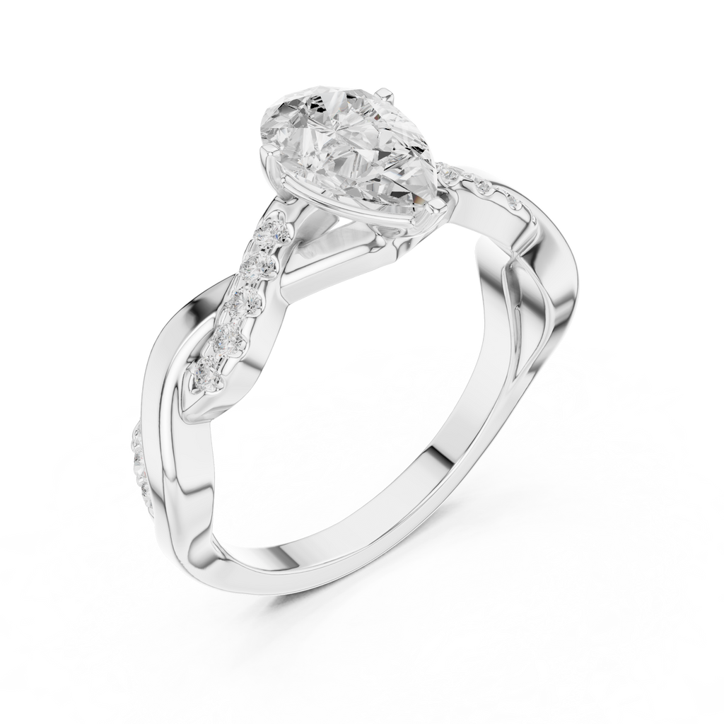 Twisted Pear Cut Diamond Engagement Ring