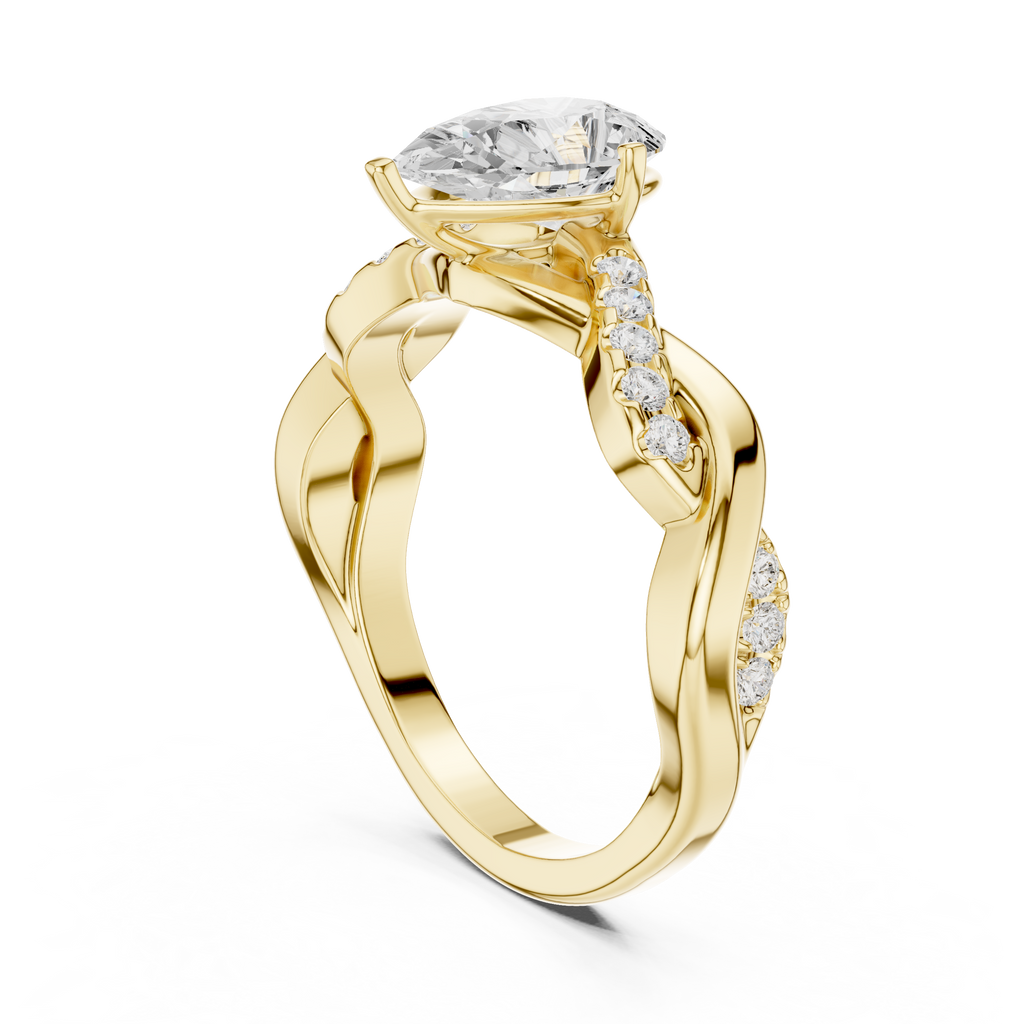 Twisted Pear Cut Diamond Engagement Ring