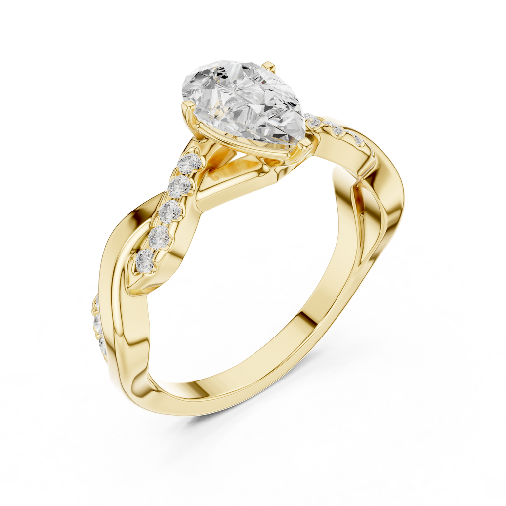 Twisted Pear Cut Diamond Engagement Ring
