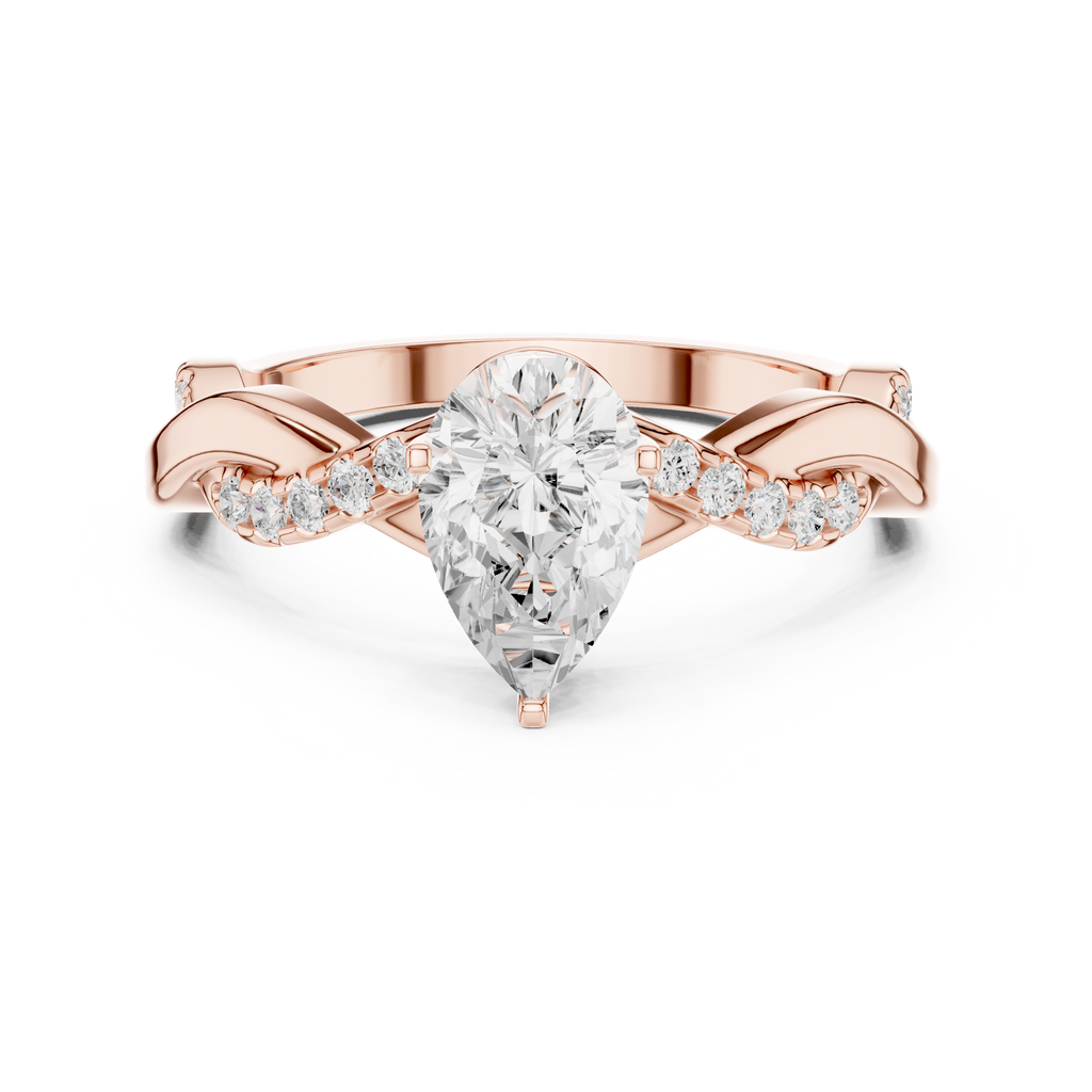 Twisted Pear Cut Diamond Engagement Ring