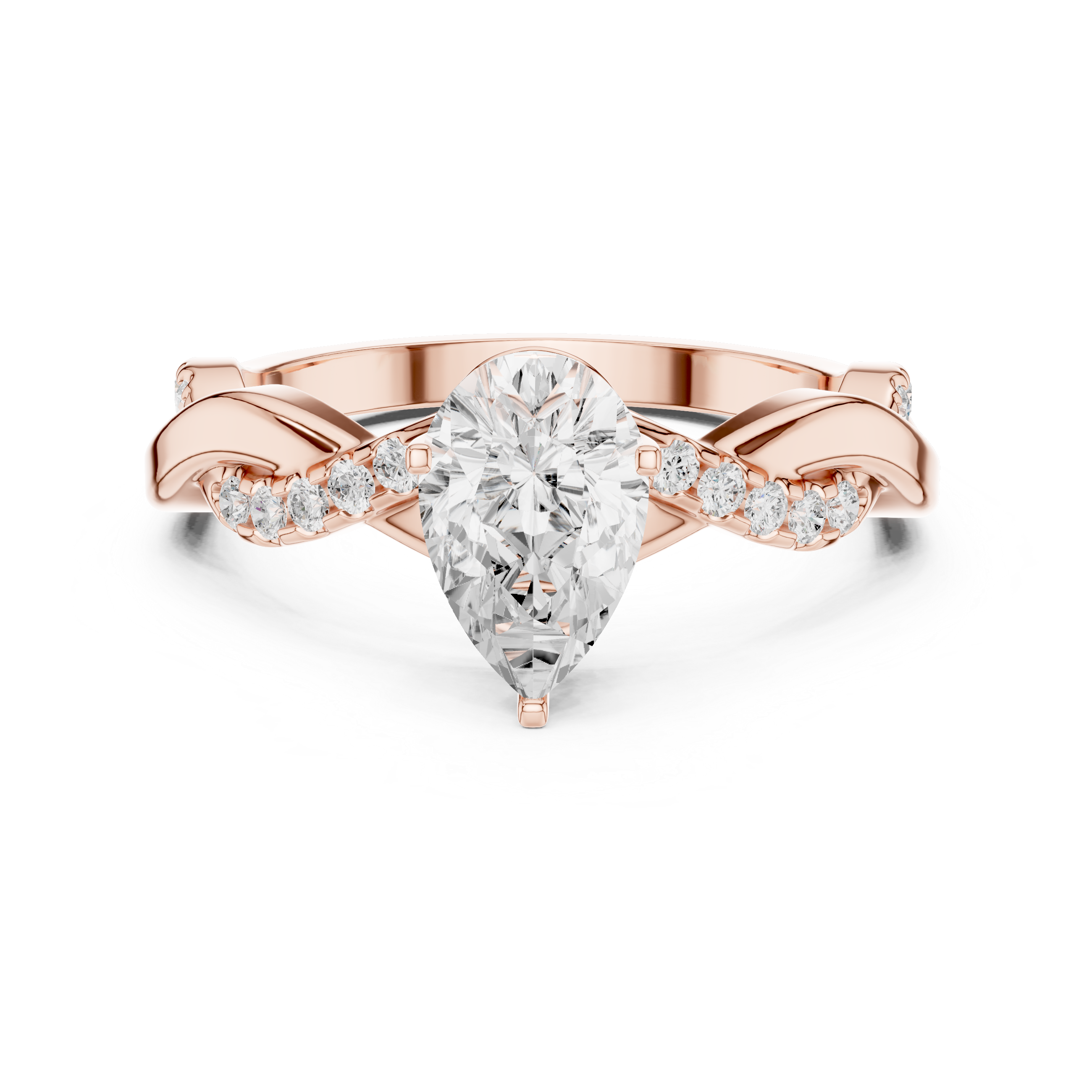 Twisted Pear Cut Diamond Engagement Ring