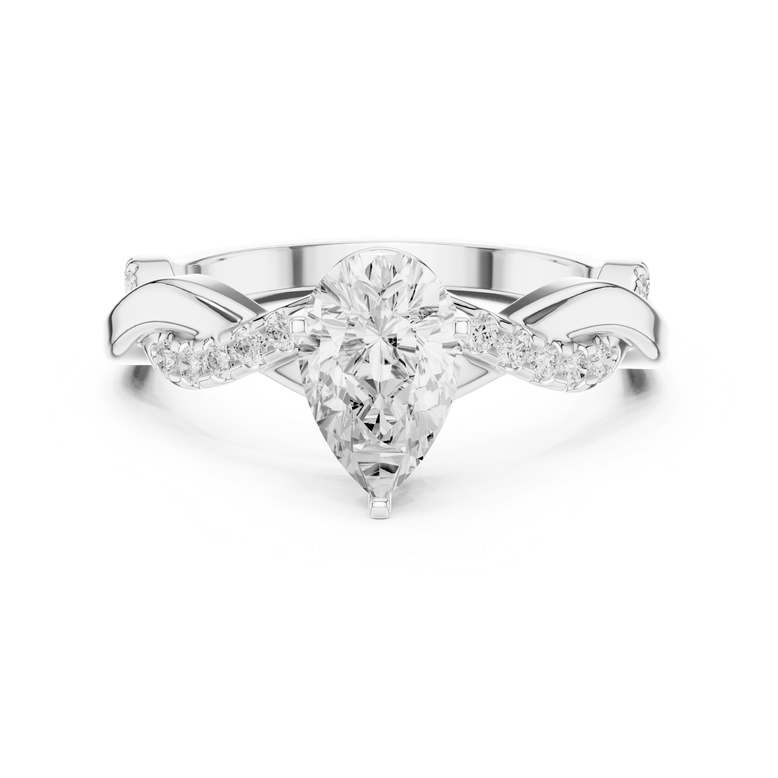 Twisted Pear Cut Diamond Engagement Ring