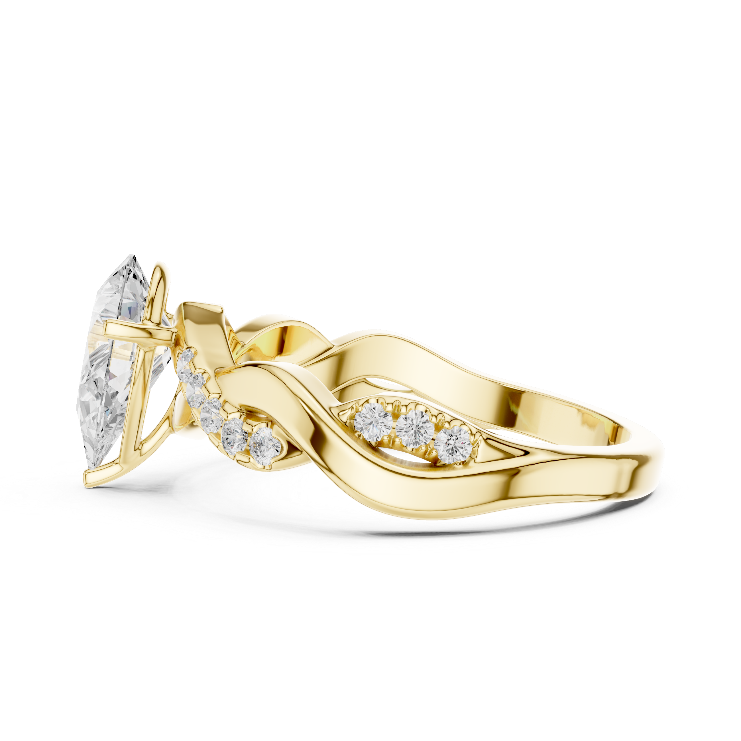 Twisted Pear Cut Diamond Engagement Ring