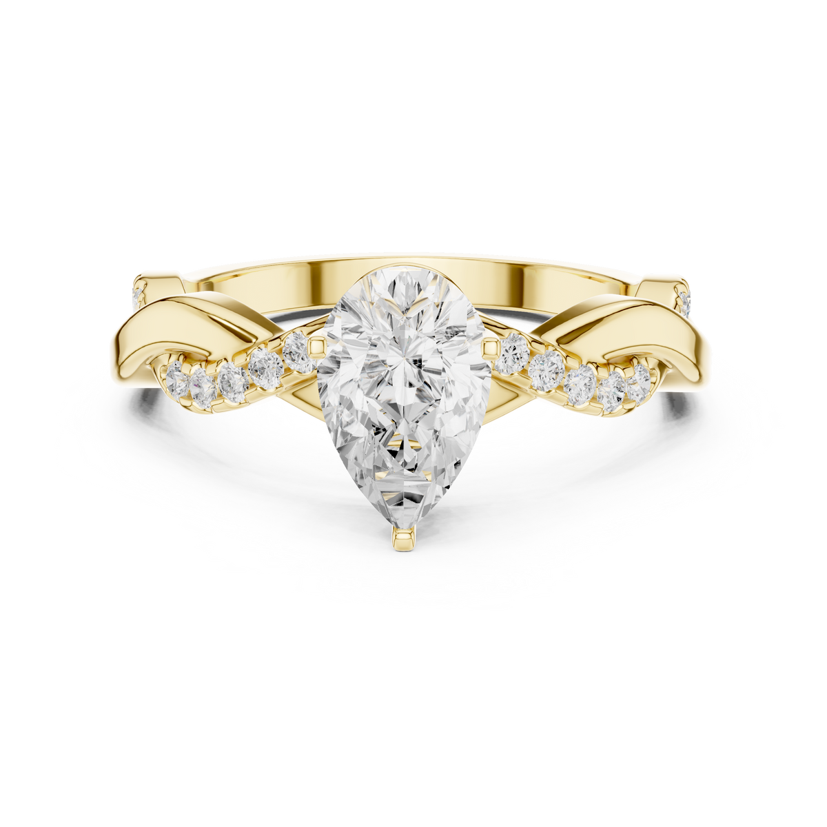 Twisted Pear Cut Diamond Engagement Ring – view 9 of 12, lab grown diamond ring | Jewelix Atelier