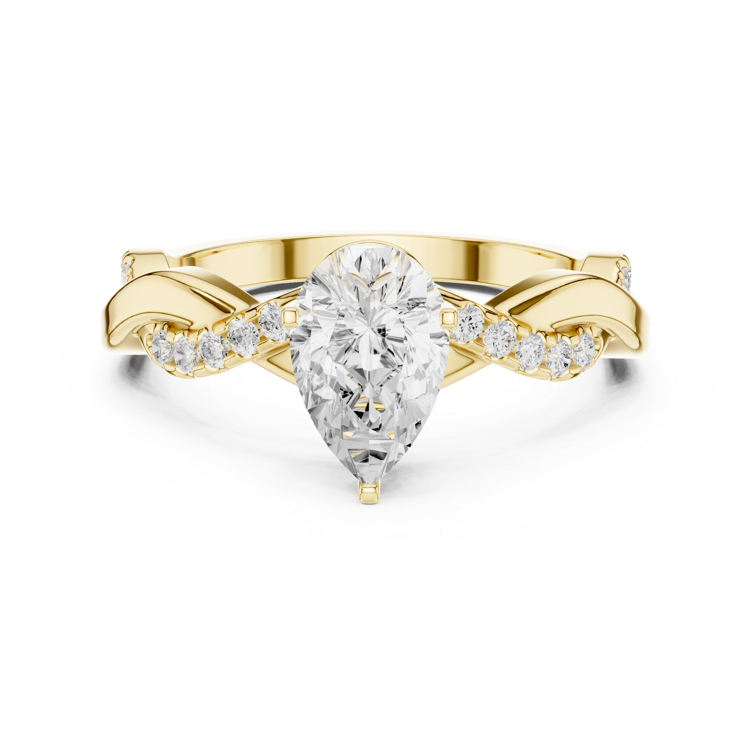 Twisted Pear Cut Diamond Engagement Ring