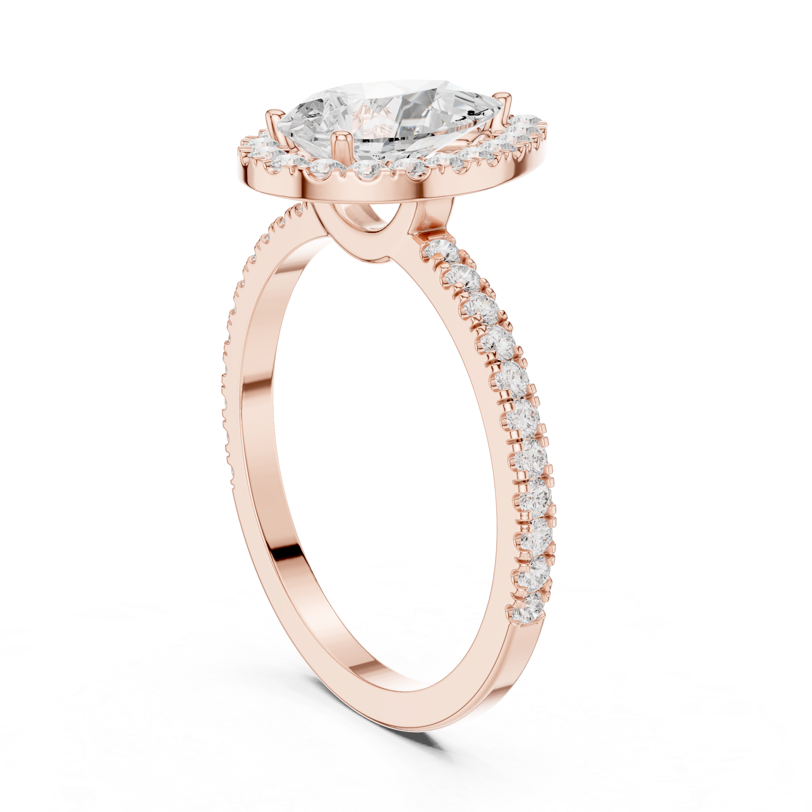 Pear Halo Pavé Diamond Engagement Ring