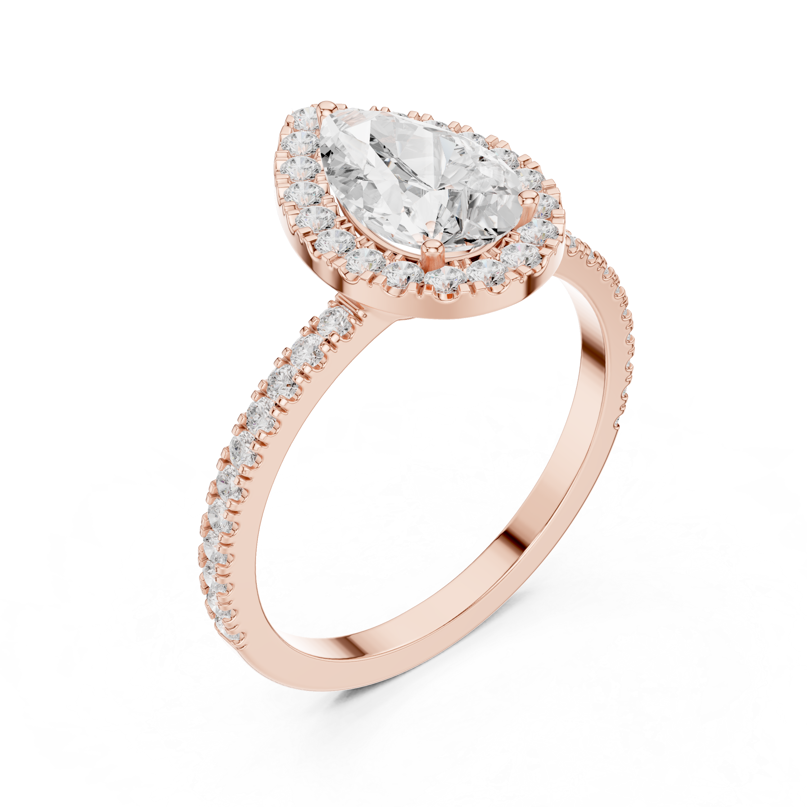 Pear Halo Pavé Diamond Engagement Ring
