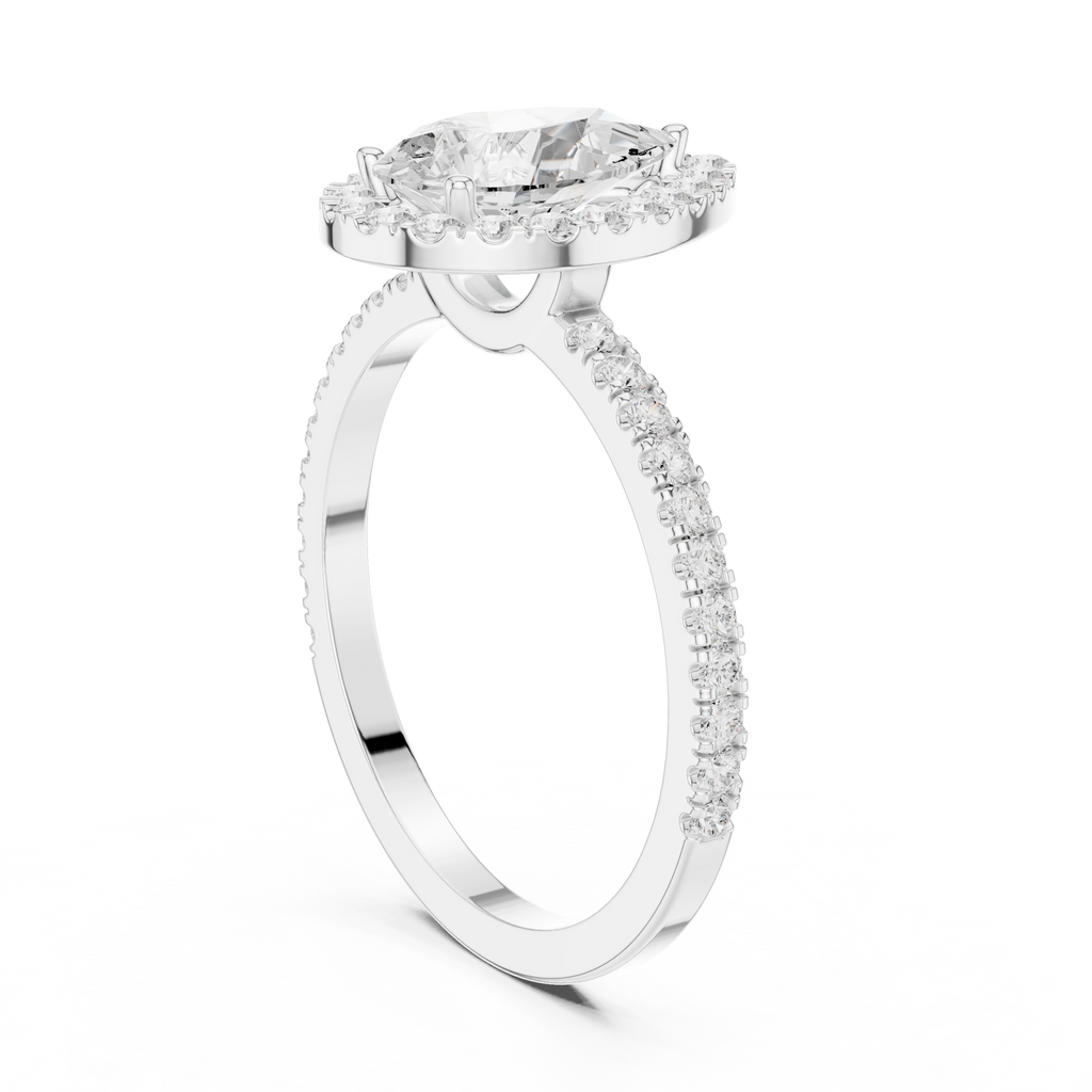 Pear Halo Pavé Diamond Engagement Ring