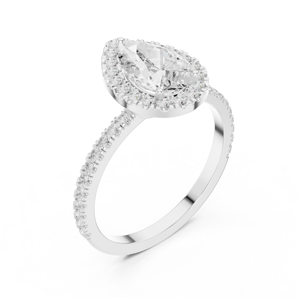 Pear Halo Pavé Diamond Engagement Ring