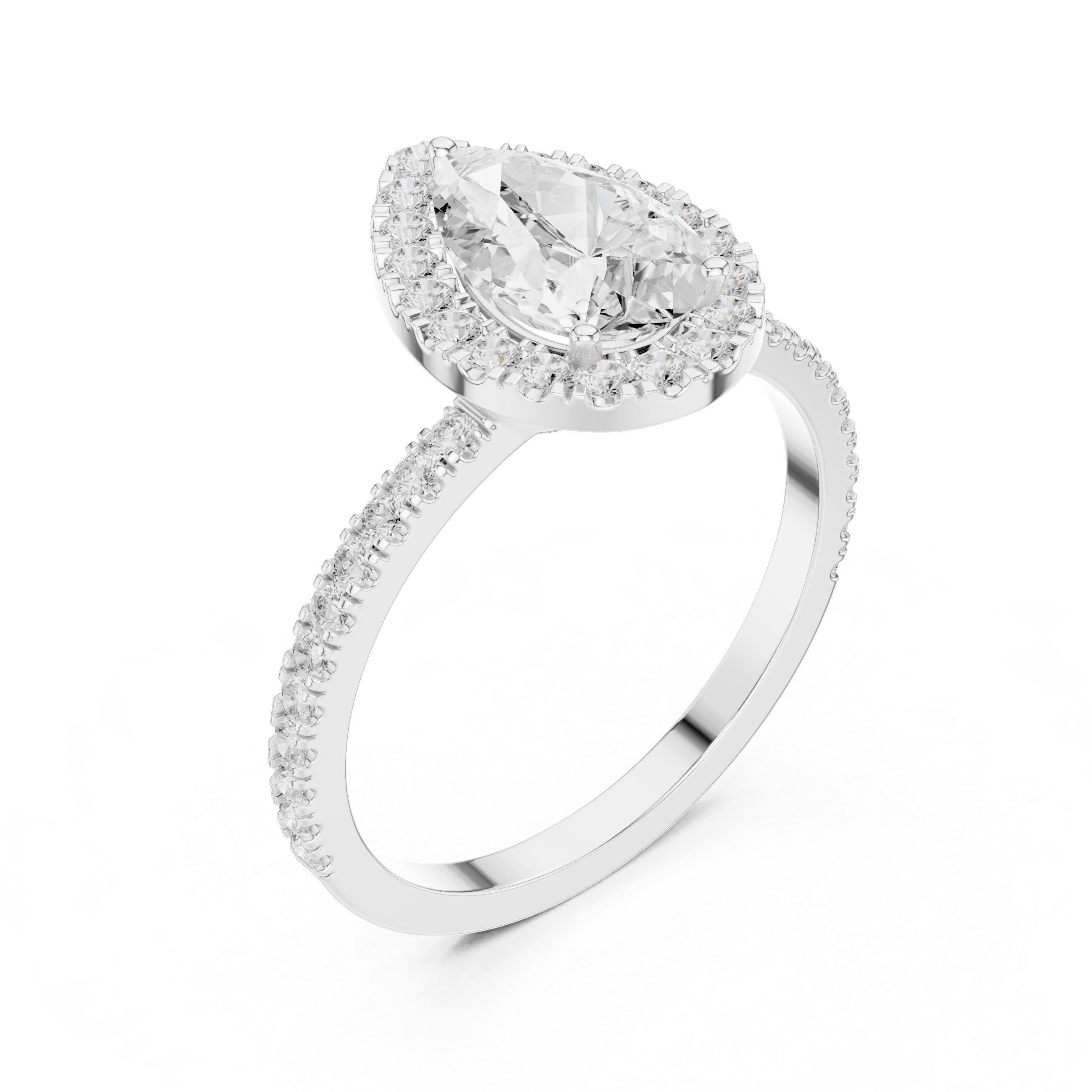 Pear Halo Pavé Diamond Engagement Ring