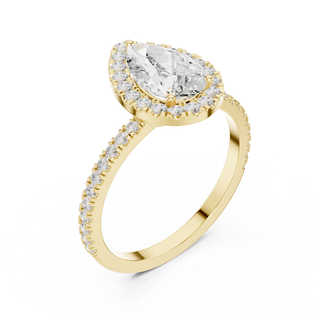 Pear Halo Pavé Diamond Engagement Ring