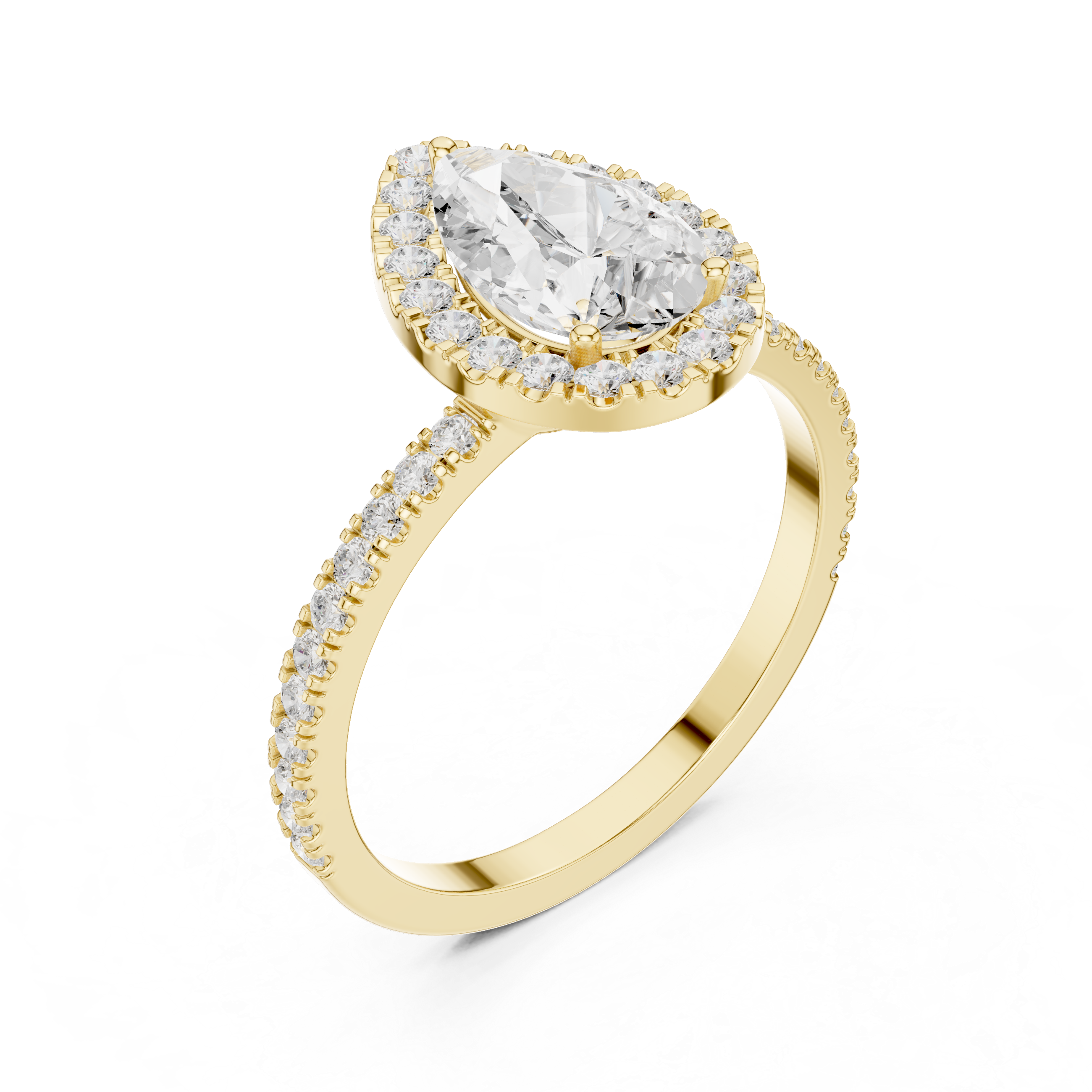 Pear Halo Pavé Diamond Engagement Ring