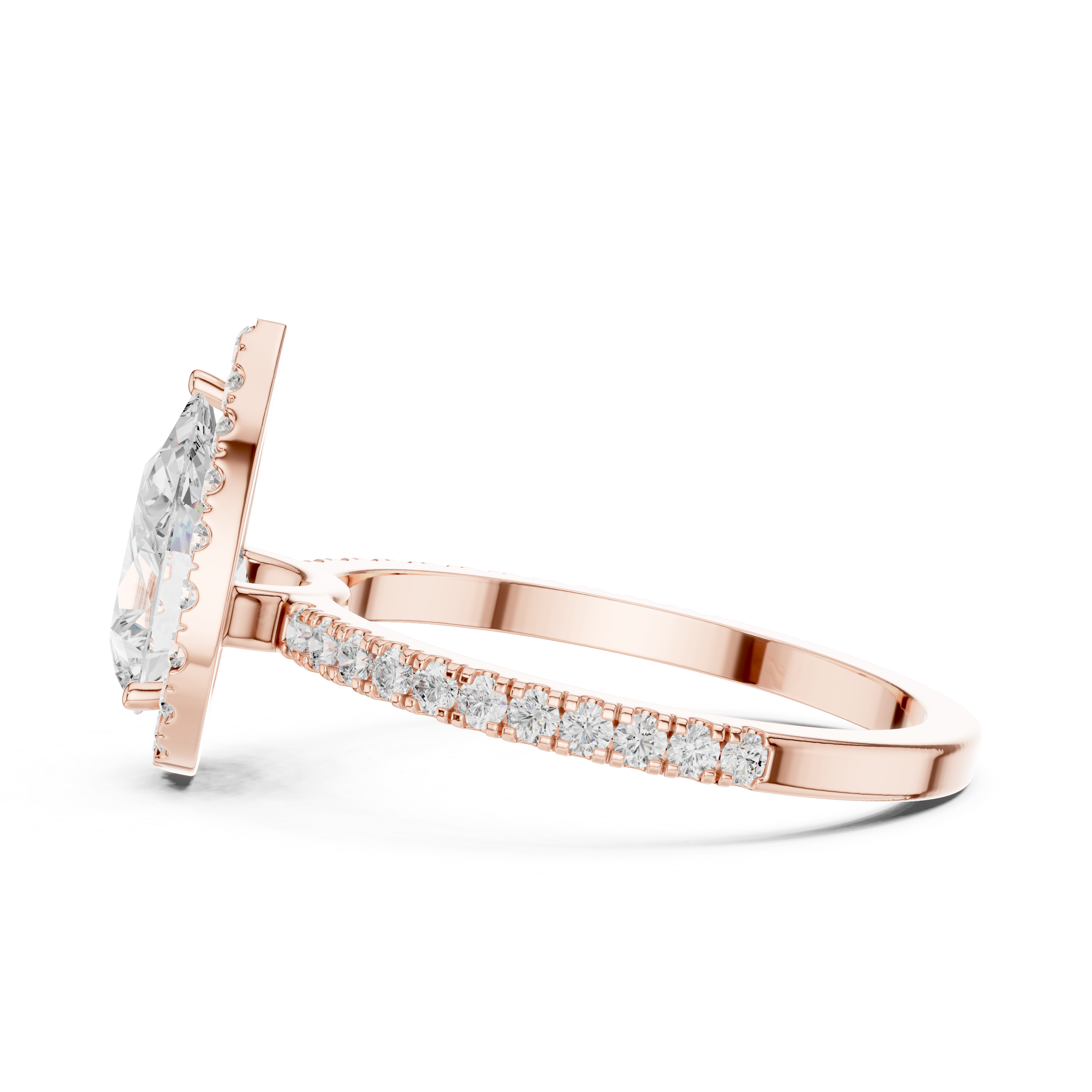 Pear Halo Pavé Diamond Engagement Ring