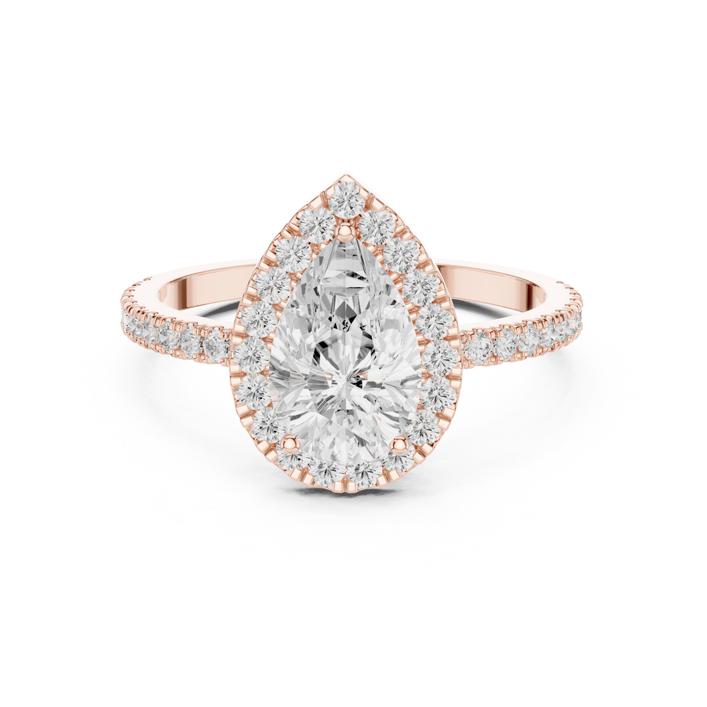 Pear Halo Pavé Diamond Engagement Ring