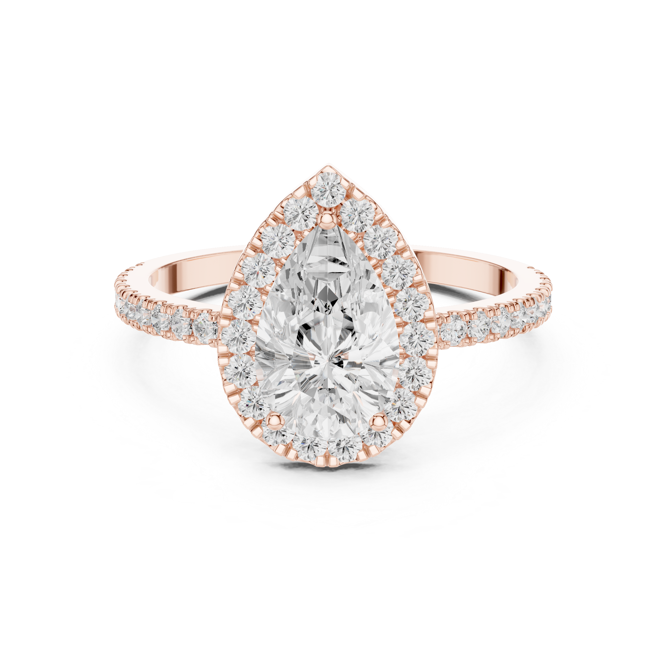 Pear Halo Pavé Diamond Engagement Ring