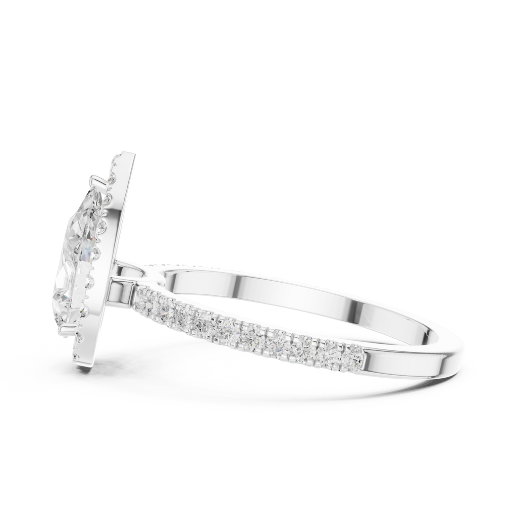 Pear Halo Pavé Diamond Engagement Ring