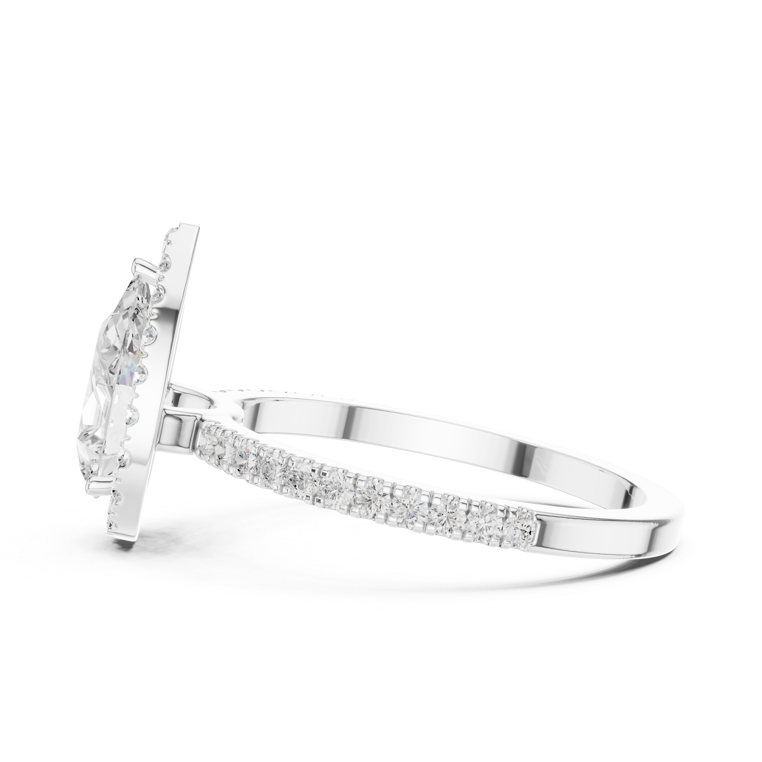 Pear Halo Pavé Diamond Engagement Ring