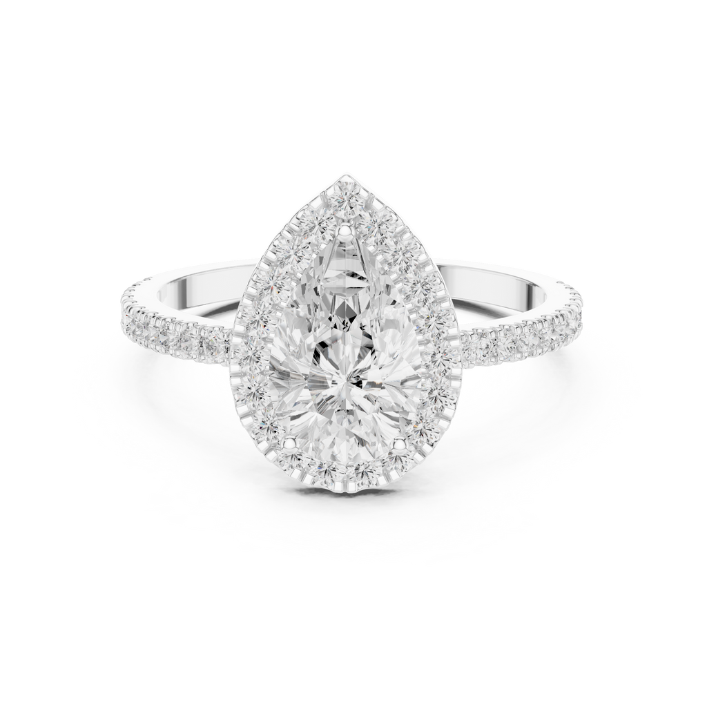 Pear Halo Pavé Diamond Engagement Ring