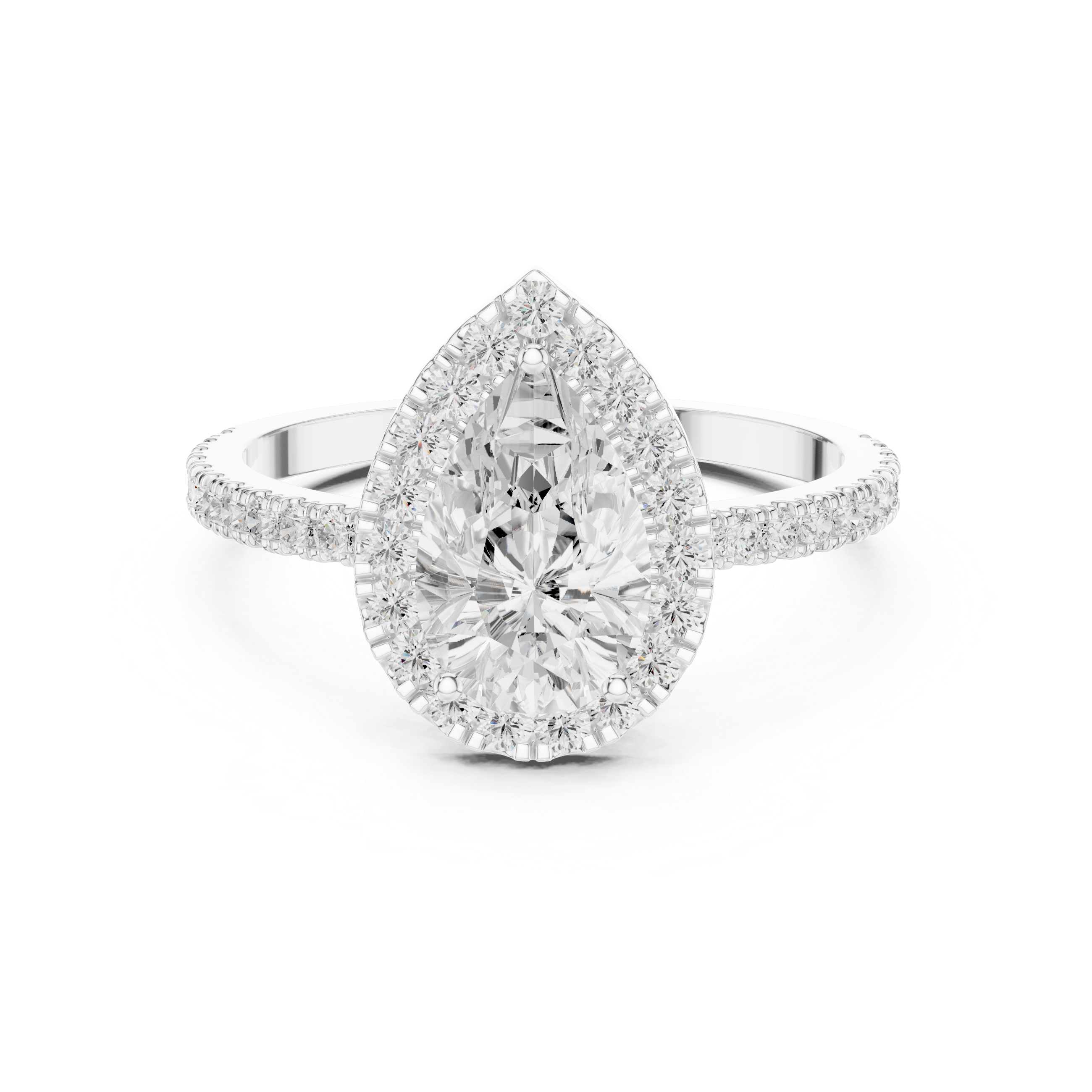 Pear Halo Pavé Diamond Engagement Ring
