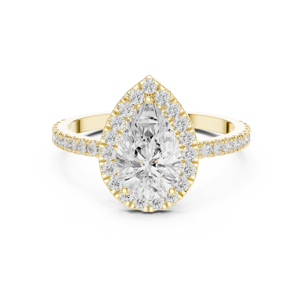 Pear Halo Pavé Diamond Engagement Ring