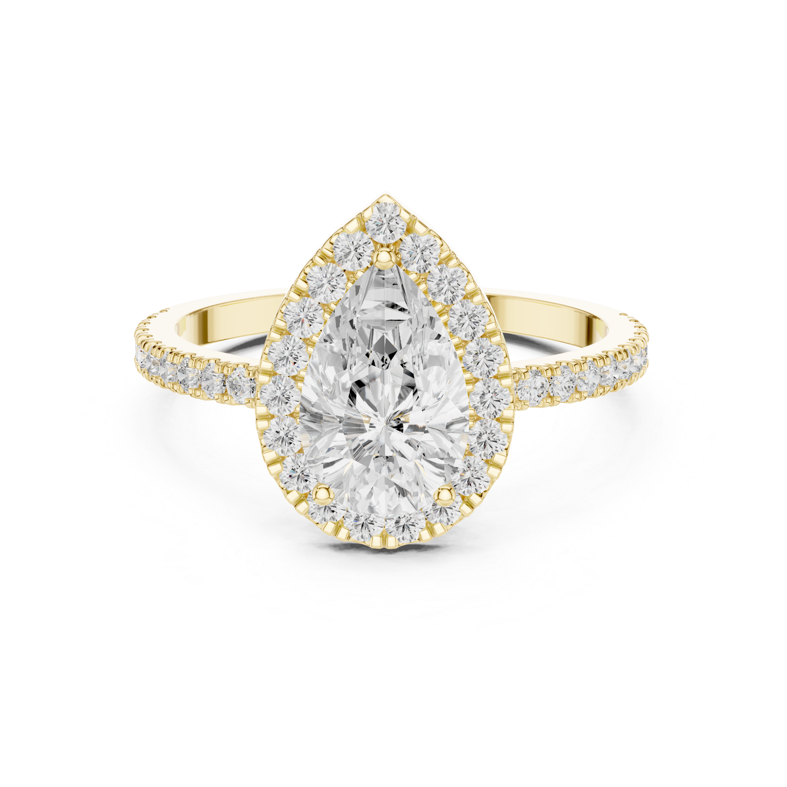 Pear Halo Pavé Diamond Engagement Ring