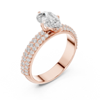 Pear Cut Triple Row Pavé Diamond Engagement Ring