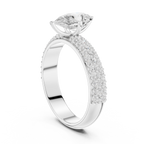 Pear Cut Triple Row Pavé Diamond Engagement Ring