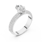 Pear Cut Triple Row Pavé Diamond Engagement Ring