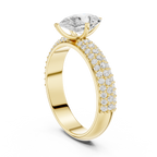 Pear Cut Triple Row Pavé Diamond Engagement Ring