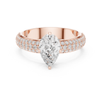 Pear Cut Triple Row Pavé Diamond Engagement Ring