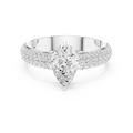 Pear Cut Triple Row Pavé Diamond Engagement Ring