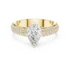 Pear Cut Triple Row Pavé Diamond Engagement Ring