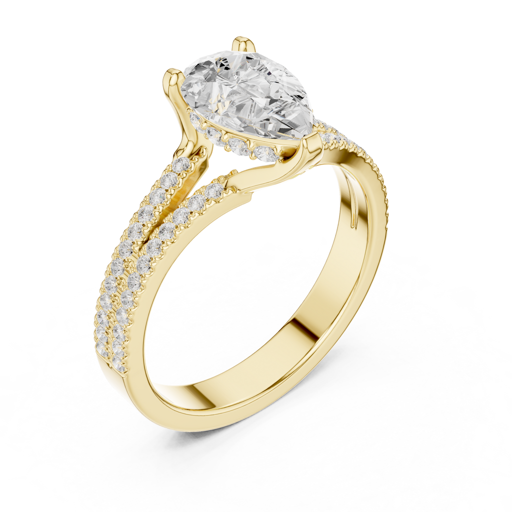 Pear Cut Split Shank Pavé Diamond Engagement Ring