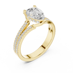 Pear Cut Split Shank Pavé Diamond Engagement Ring