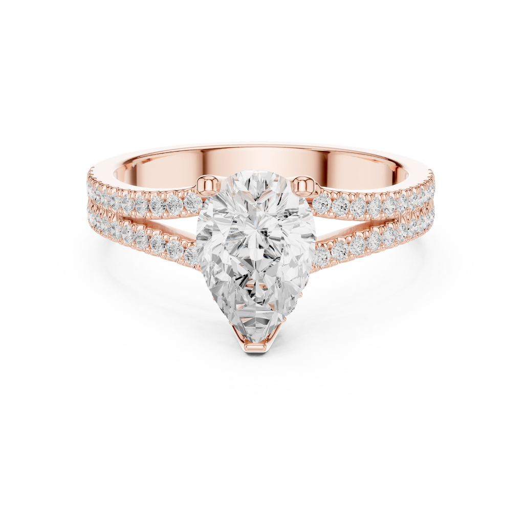 Pear Cut Split Shank Pavé Diamond Engagement Ring