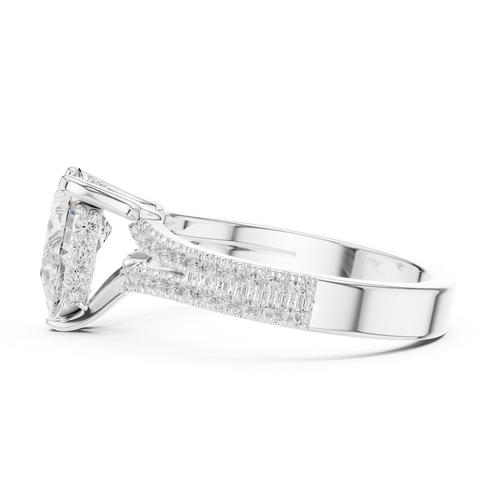 Pear Cut Split Shank Pavé Diamond Engagement Ring
