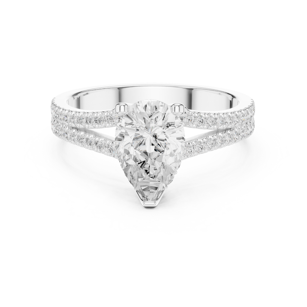 Pear Cut Split Shank Pavé Diamond Engagement Ring