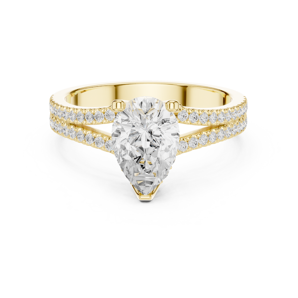 Pear Cut Split Shank Pavé Diamond Engagement Ring