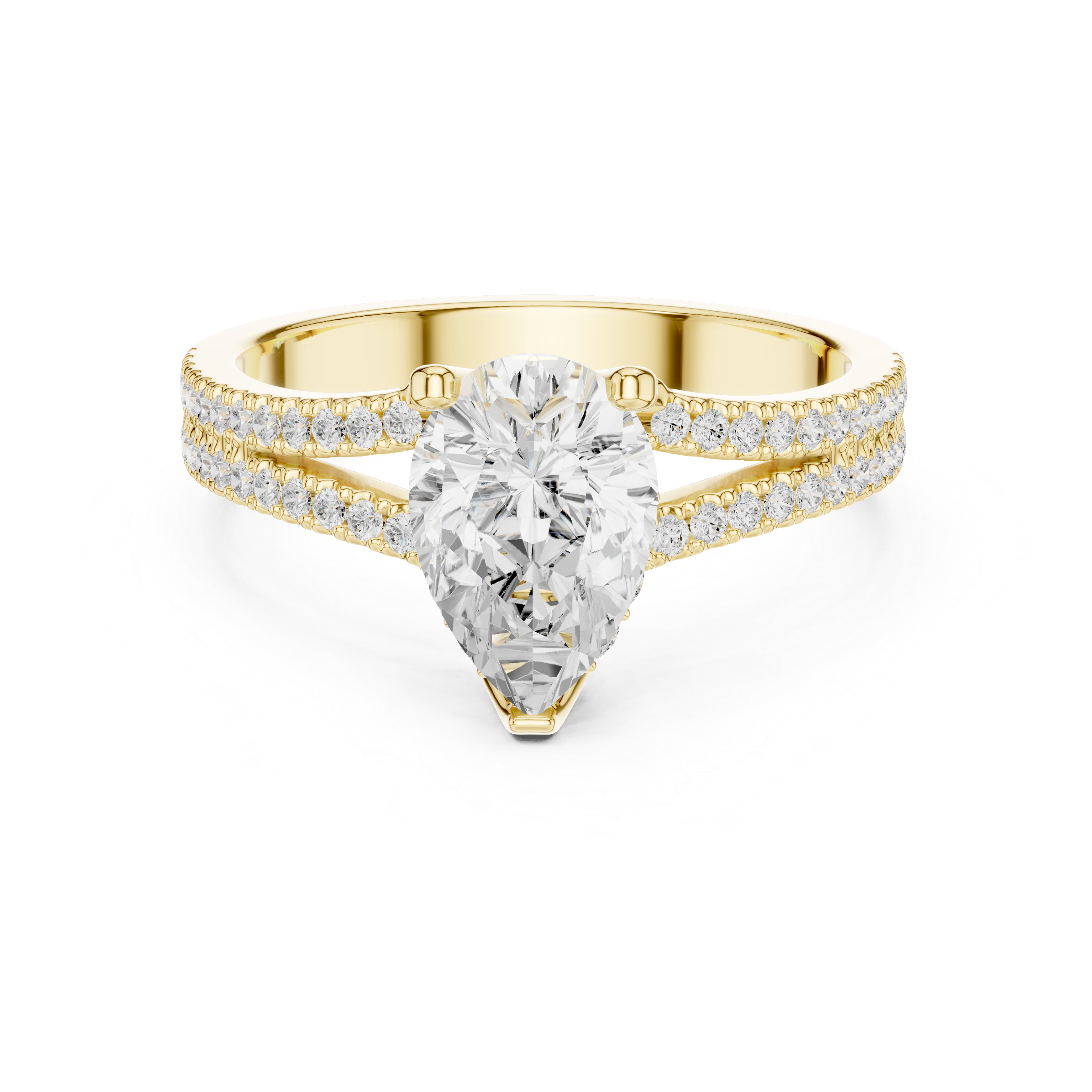 Pear Cut Split Shank Pavé Diamond Engagement Ring