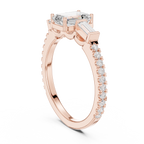 Emerald Cut Three Stone Pavé Diamond Engagement Ring