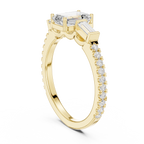Emerald Cut Three Stone Pavé Diamond Engagement Ring