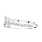 Emerald Cut Three Stone Pavé Diamond Engagement Ring