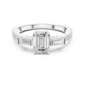 Emerald Cut Three Stone Pavé Diamond Engagement Ring