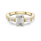 Emerald Cut Three Stone Pavé Diamond Engagement Ring