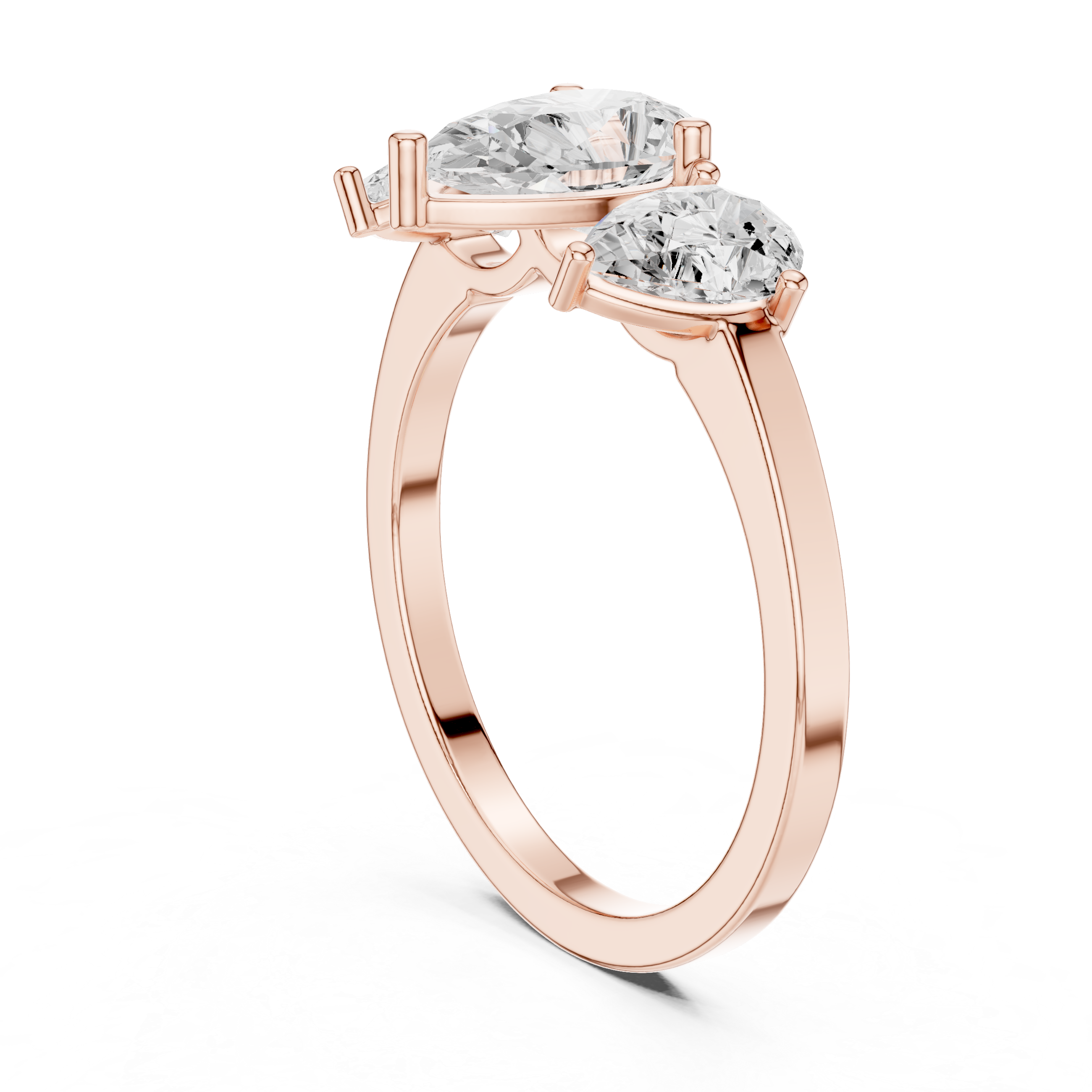 Three Stone Pear Diamond Engagement Ring