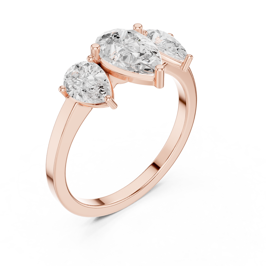Three Stone Pear Diamond Engagement Ring