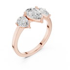 Three Stone Pear Diamond Engagement Ring