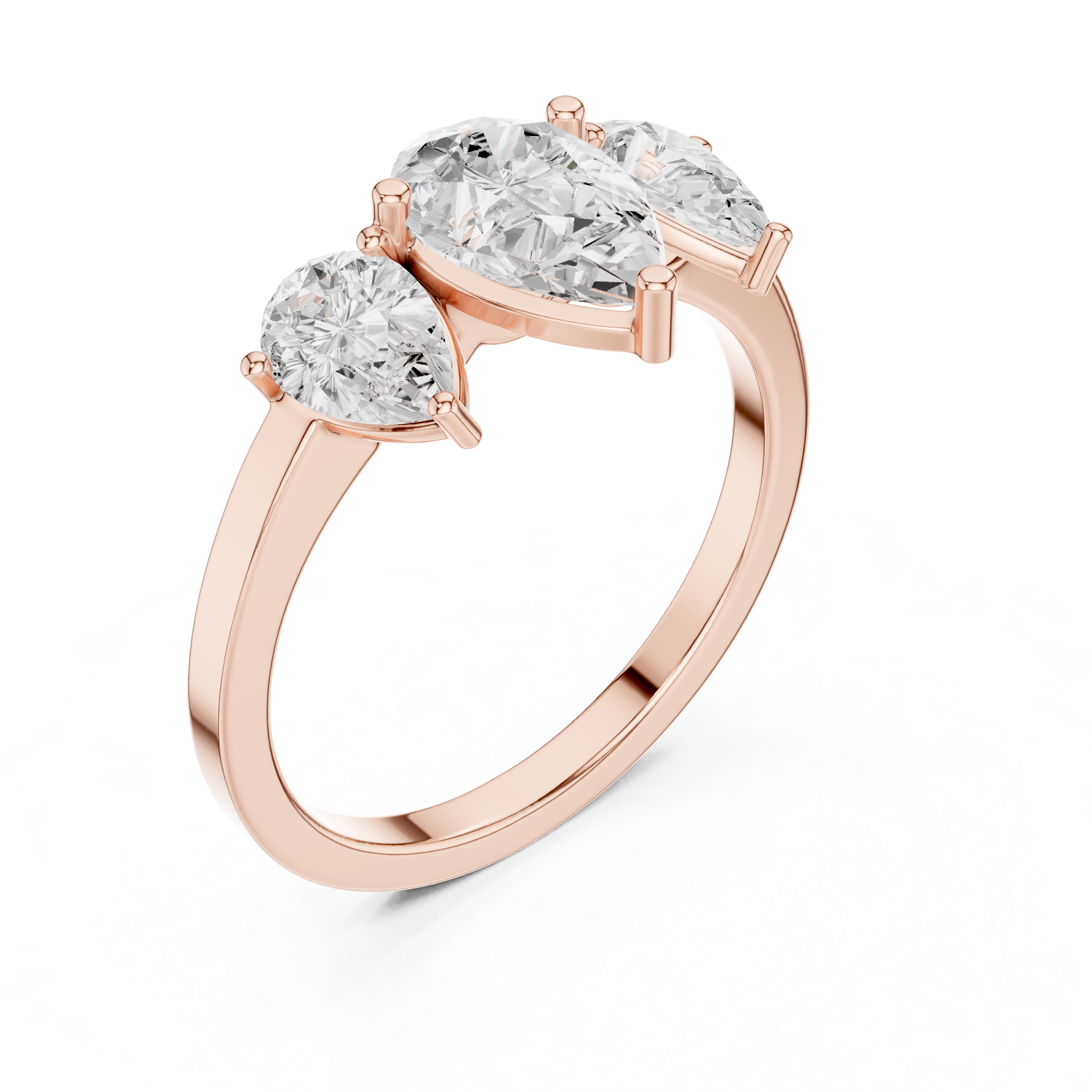 Three Stone Pear Diamond Engagement Ring