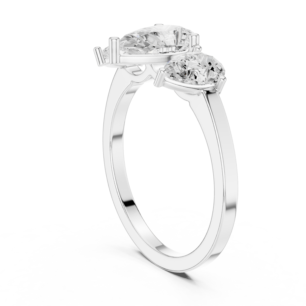 Three Stone Pear Diamond Engagement Ring